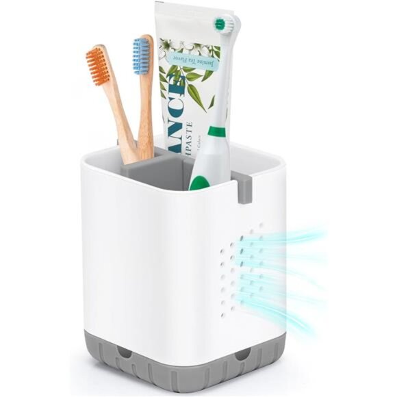 Toothbrush Holder Electric Toothpaste Organizer Kids Bathroom Storage Caddy 3 Sl - Picture 1 of 7